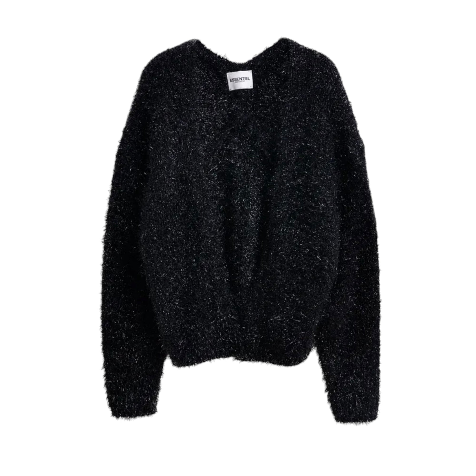 Essentiel Antwerp Textured Cardigan With Metallic Finish - Black