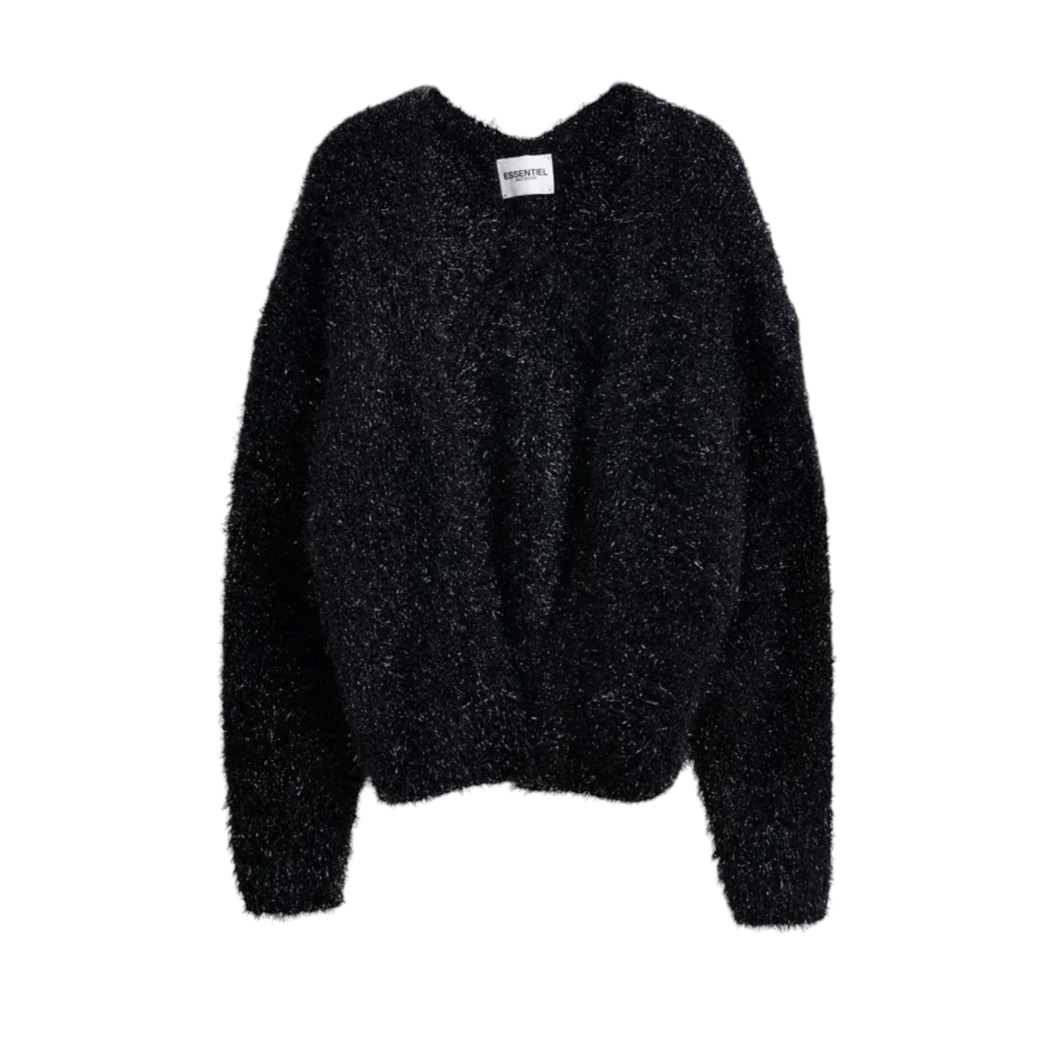 Essentiel Antwerp Textured Cardigan With Metallic Finish - Black