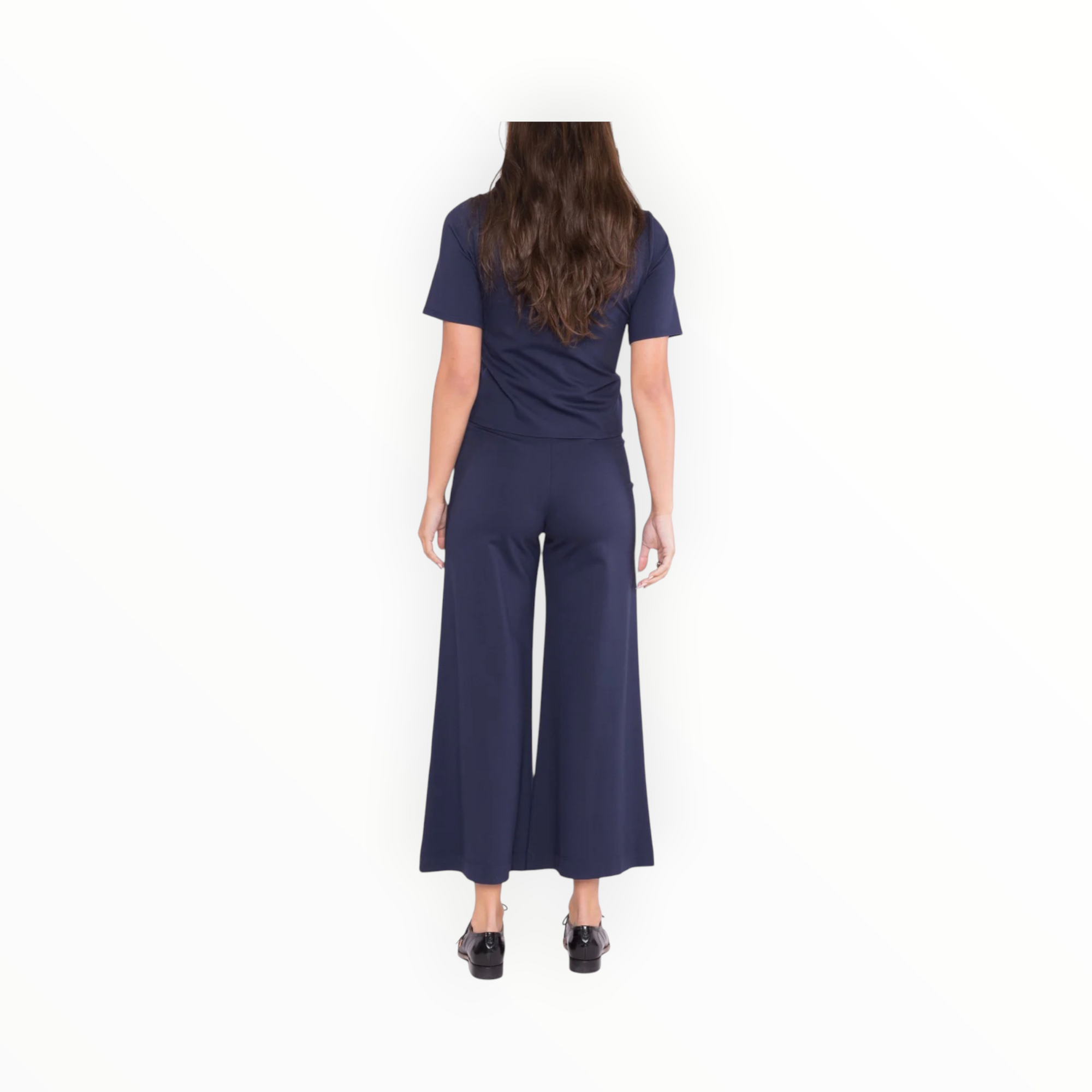 Ripley Rader Ponte Knit Cropped Wide Leg Pant - Navy