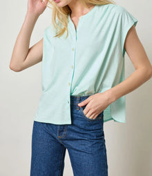 LILLA|P Relaxed Button Down Tee - Aquamarine