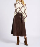 Suncoo Faux Leather Floyd Skirt - Chocolate