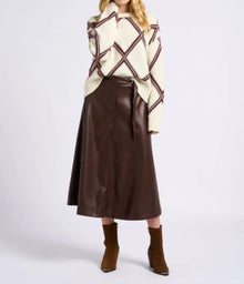 Suncoo Faux Leather Floyd Skirt - Chocolate