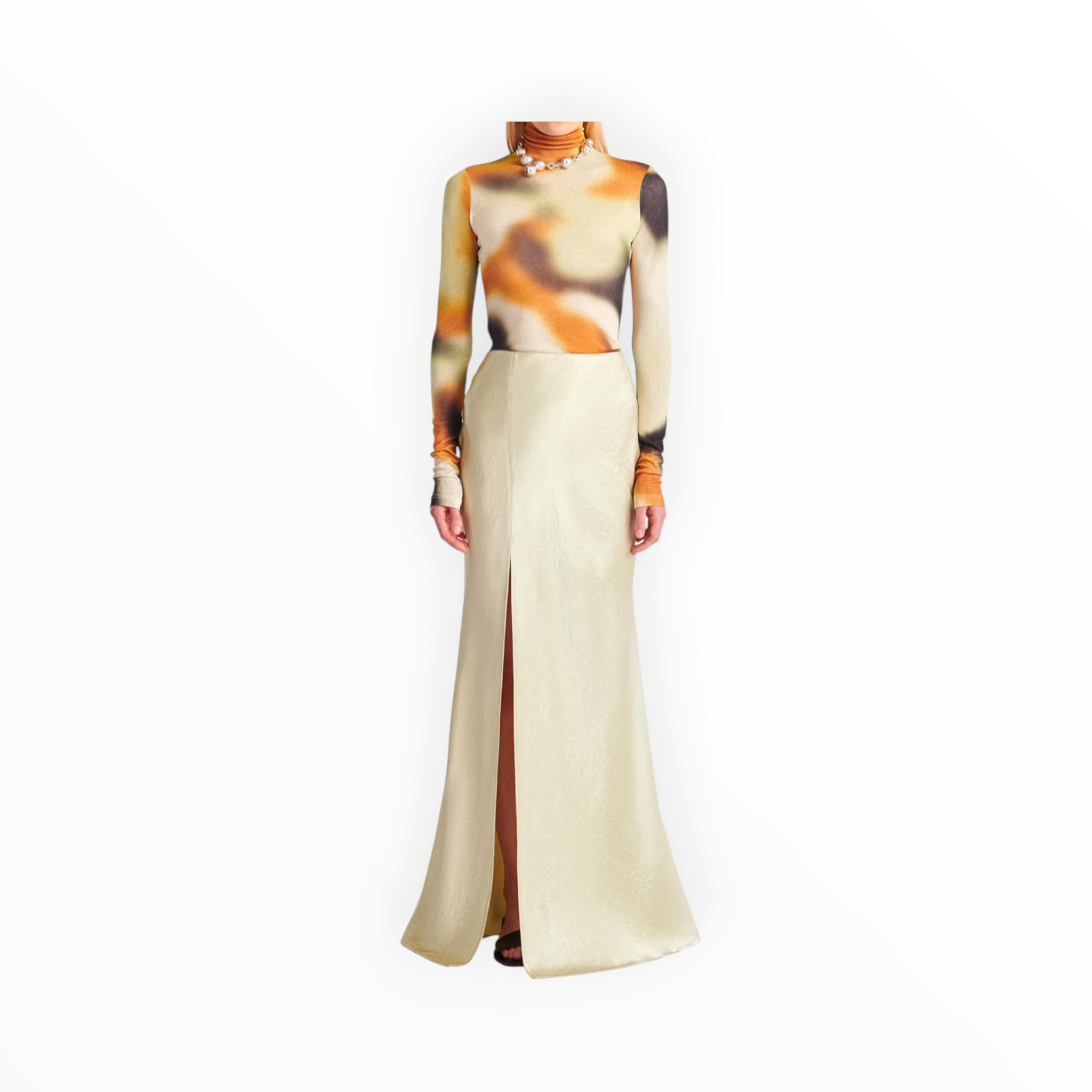 Nanushka Harlow Crinkled-Satin Skirt - Green Tea