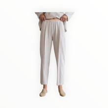 Raquel Allegra Cotton Tickling Stripe High Waist Slim Pant