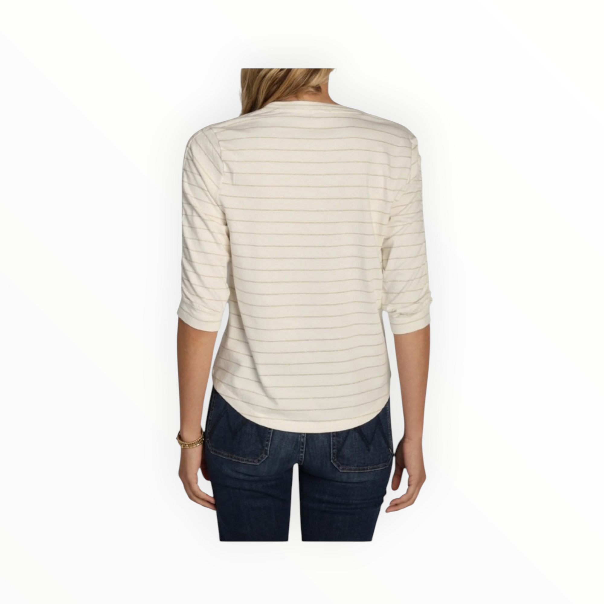 dylan Julia Stripe Knit - White/Gold