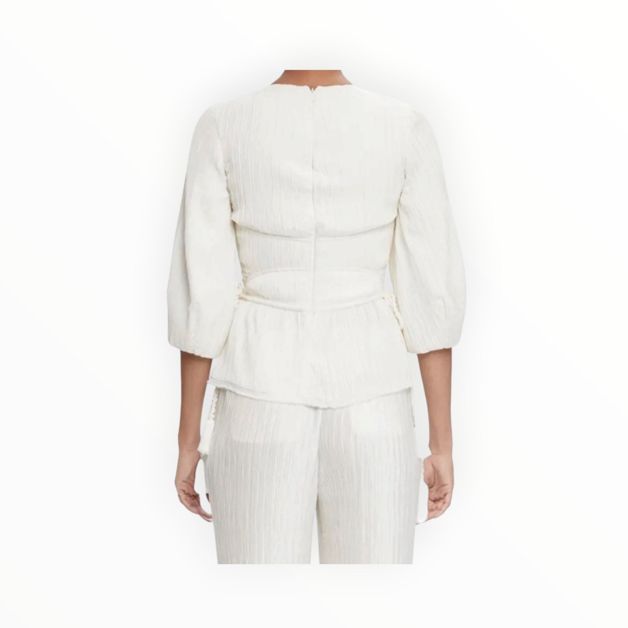 Jonathan Simkhai Neda Pleated Peplum Top - Ivory