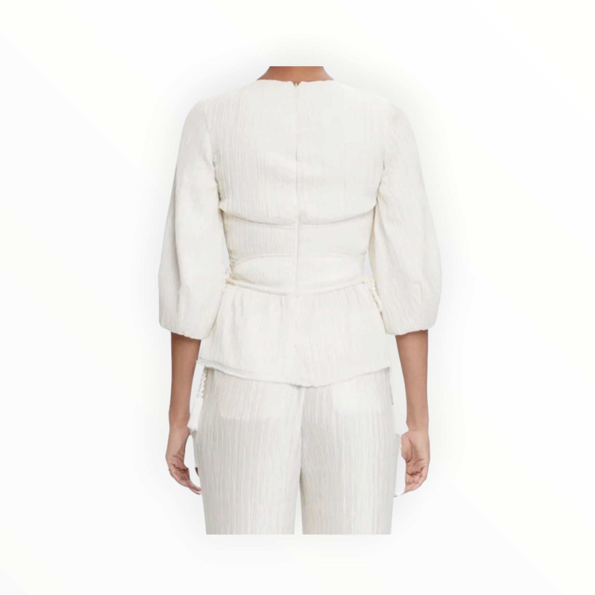 Jonathan Simkhai Neda Pleated Peplum Top - Ivory