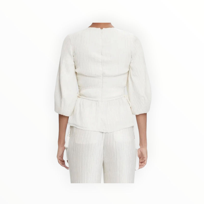 Jonathan Simkhai Neda Pleated Peplum Top - Ivory
