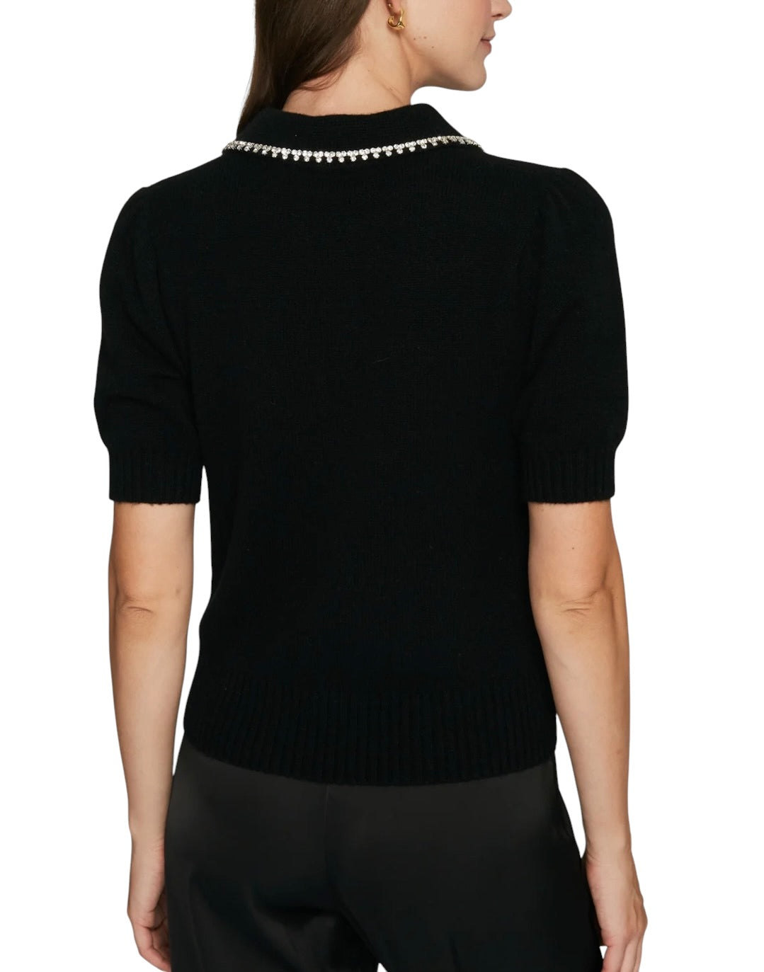 Autumn Peter Pan Collar With Rhinestone Trim - Black