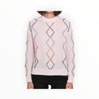 Minnie Rose Cable Corded Fringe Pullover - White Combo