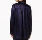 Enza Costa Satin Long Sleeve Shirt - Dark Navy