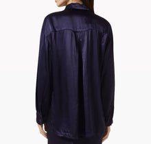 Enza Costa Satin Long Sleeve Shirt - Dark Navy