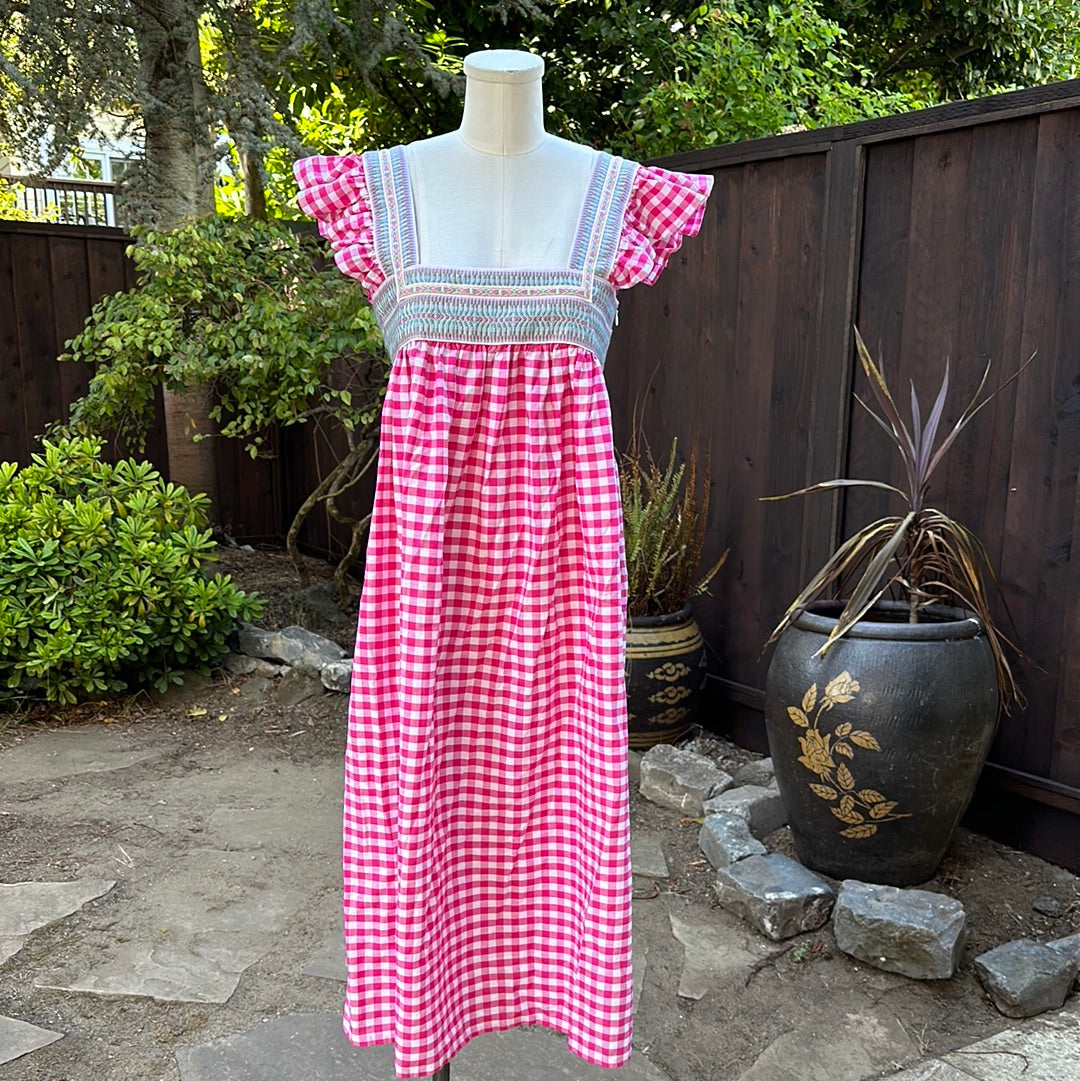 Nomadi Deluxe Gingham Dress - Pink