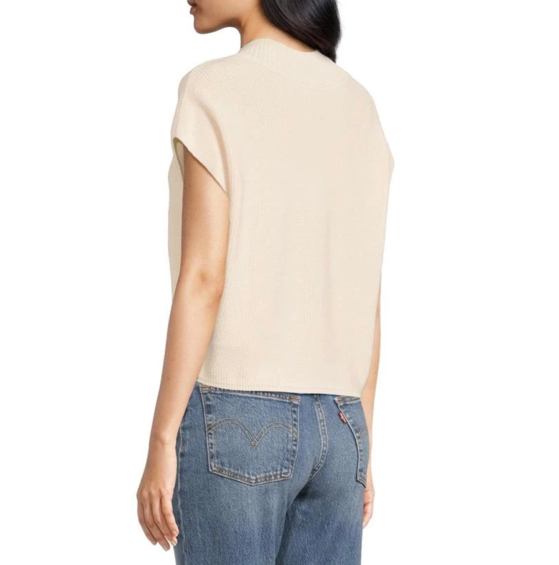 LILLA|P Wide Trim V-Neck Sweater - Ivory