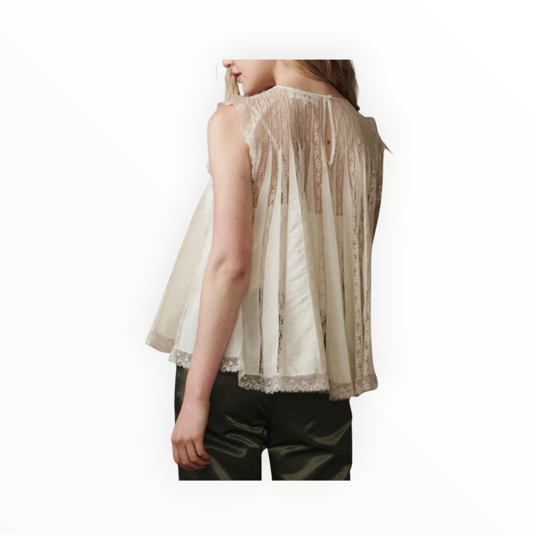 The Great. The Keepsake Lace Shell Top - Cream