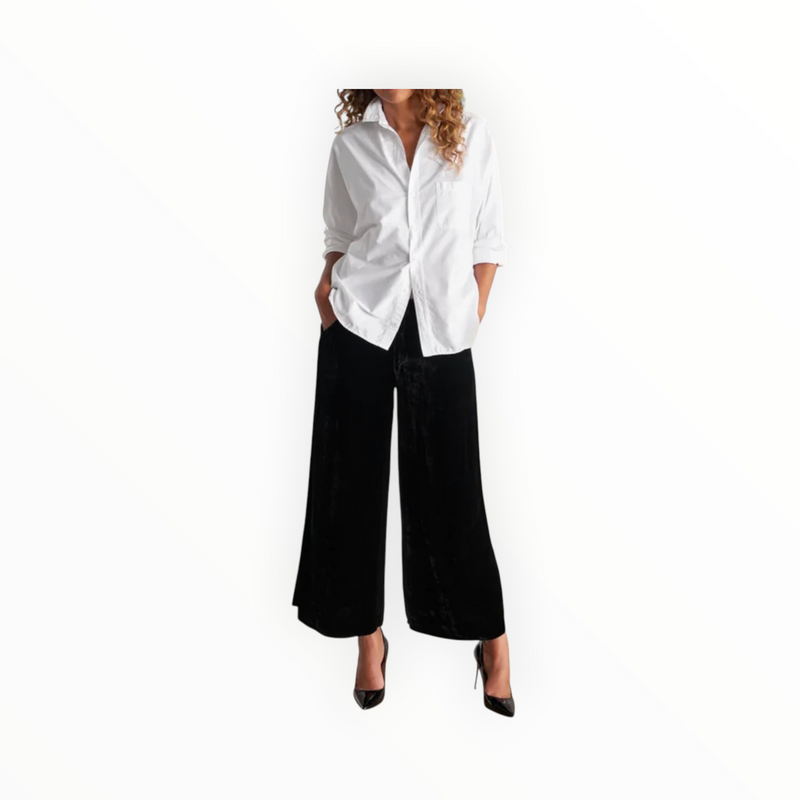 Frank & Eileen MAISIE Italian Washed Velvet Pant - Black