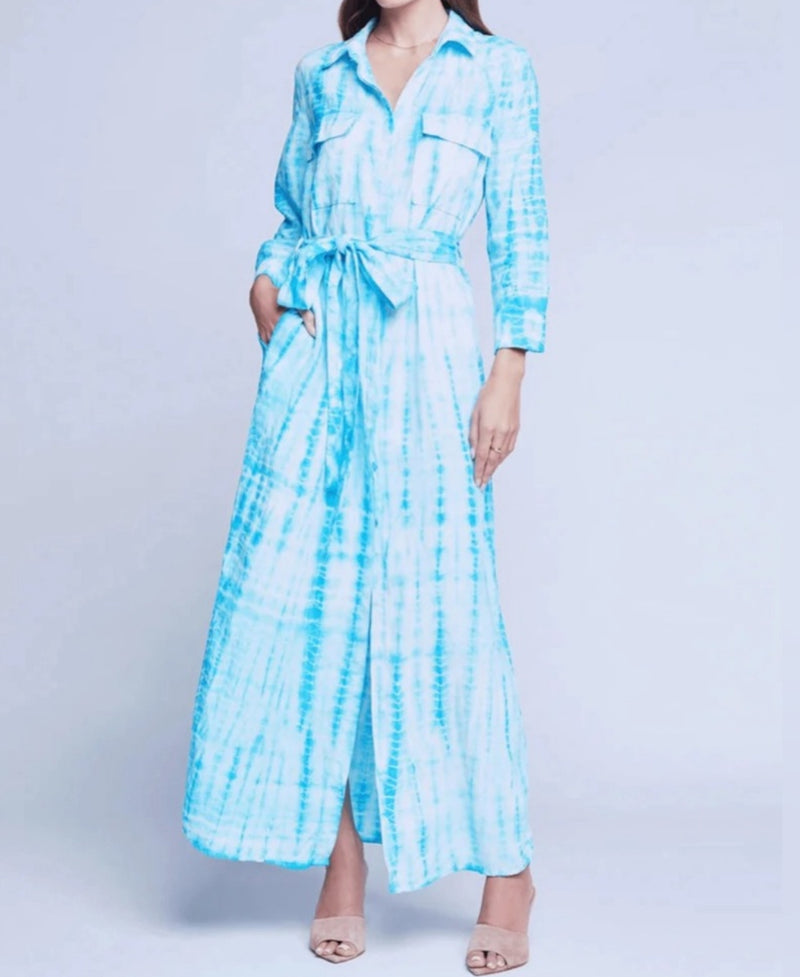 L’Agence Cameron Long Shirt Dress - Aqua Bamboo