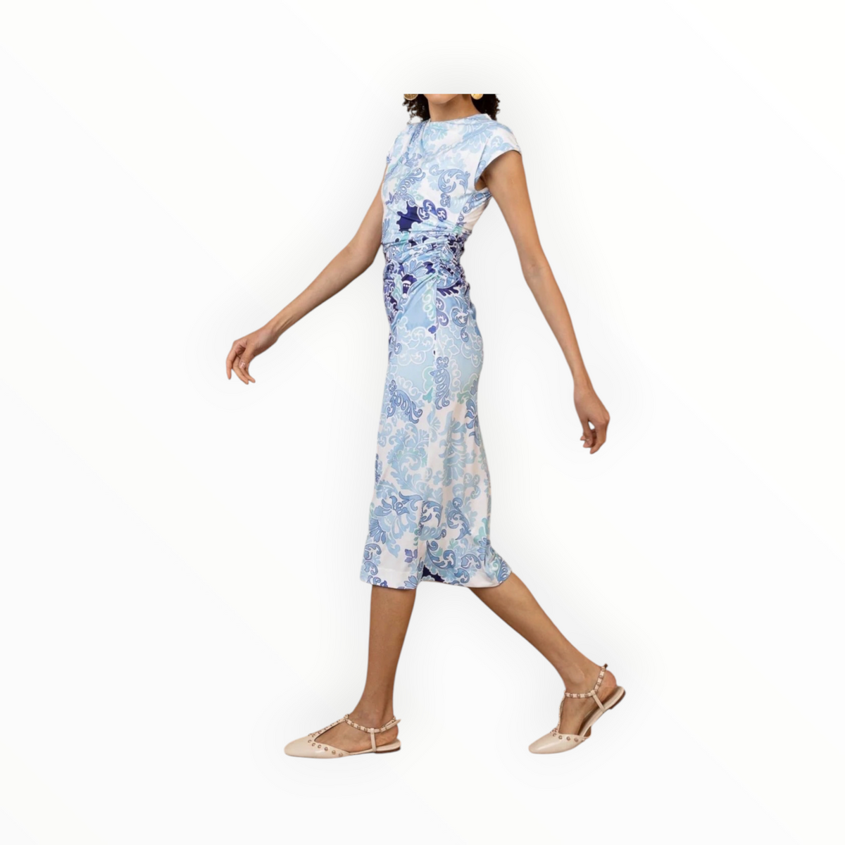 Hale Bob Thora Cap Sleeve Midi Dress - Blue