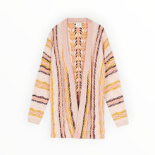 ALYSI Stripes & Jacquard Cardigan - Plaster
