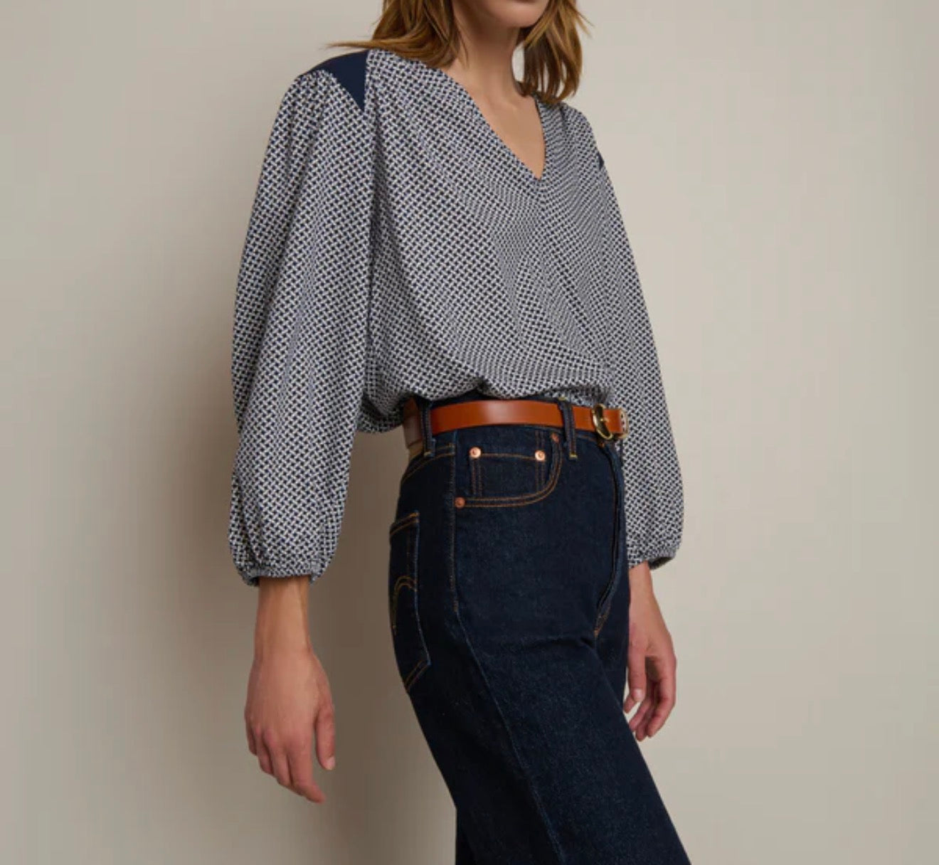Nation Ltd Twyla Long Sleeve Top - Tossed Geo