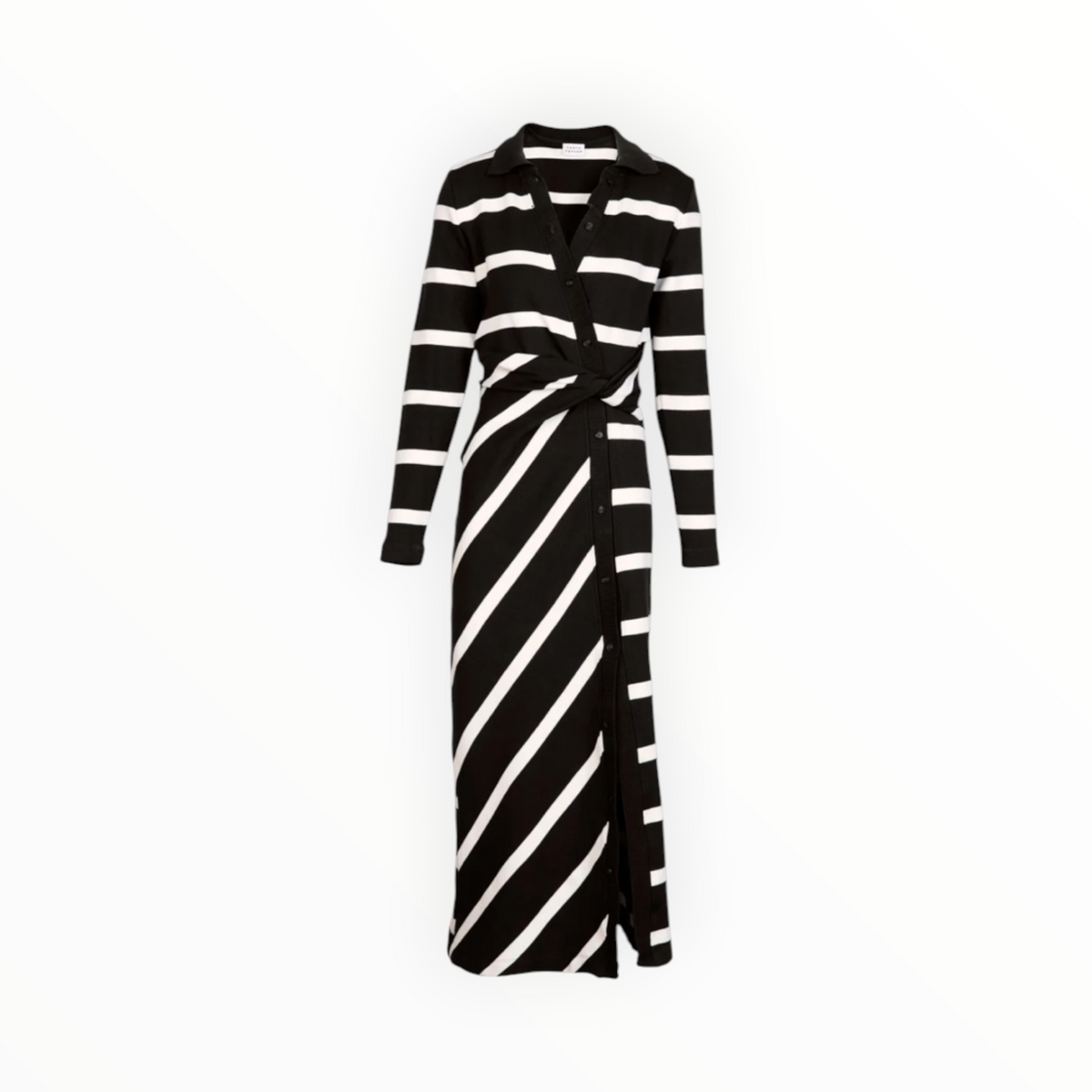Tanya Taylor Ellicot Dress - Black/Chalk Stripe