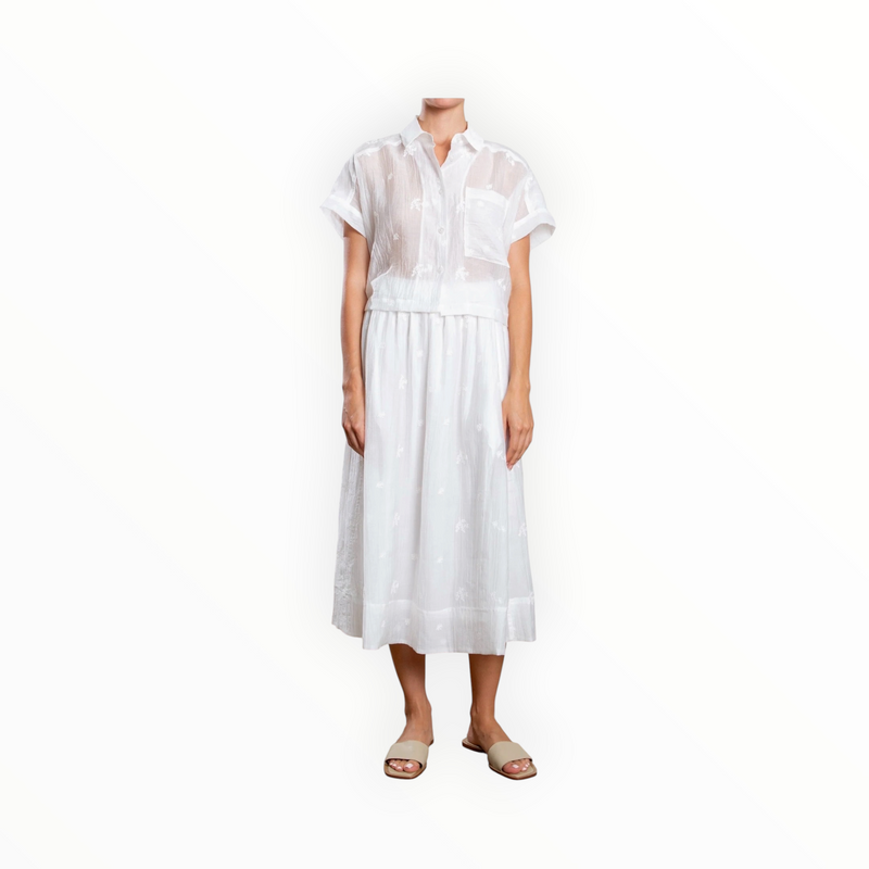 Pharaoh Claudia Skirt in Floral Embroidery - White