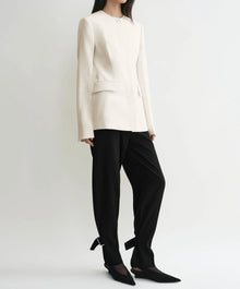 TOTÊME Collarless Cinched Jacket - Ecru