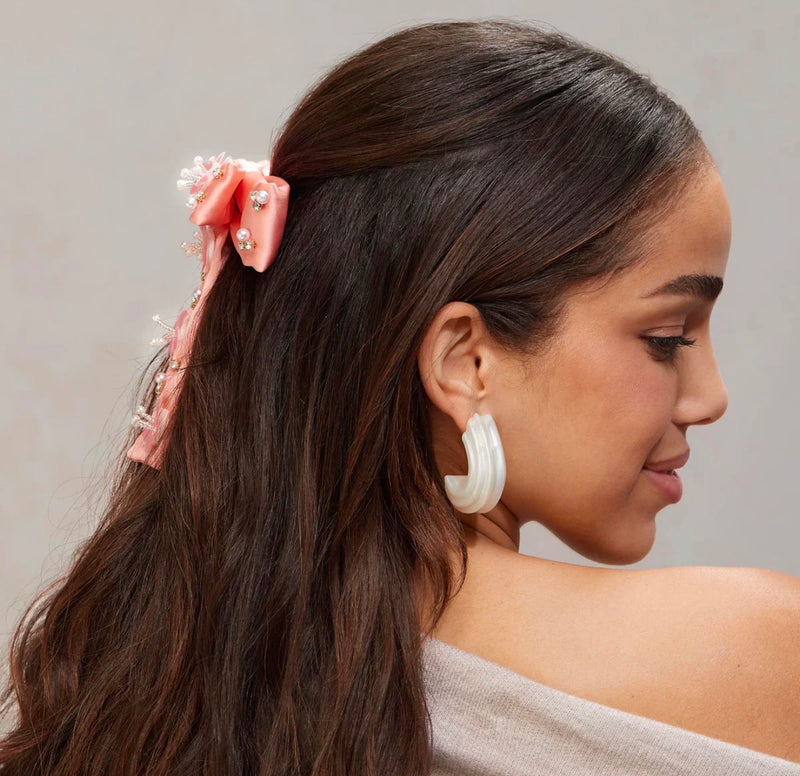 Lele Sadoughi Curved Canyon Hoop Earrings - Ivory