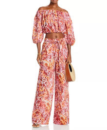 A.L.C. Naomi Print Linen Pants - Baked Clay