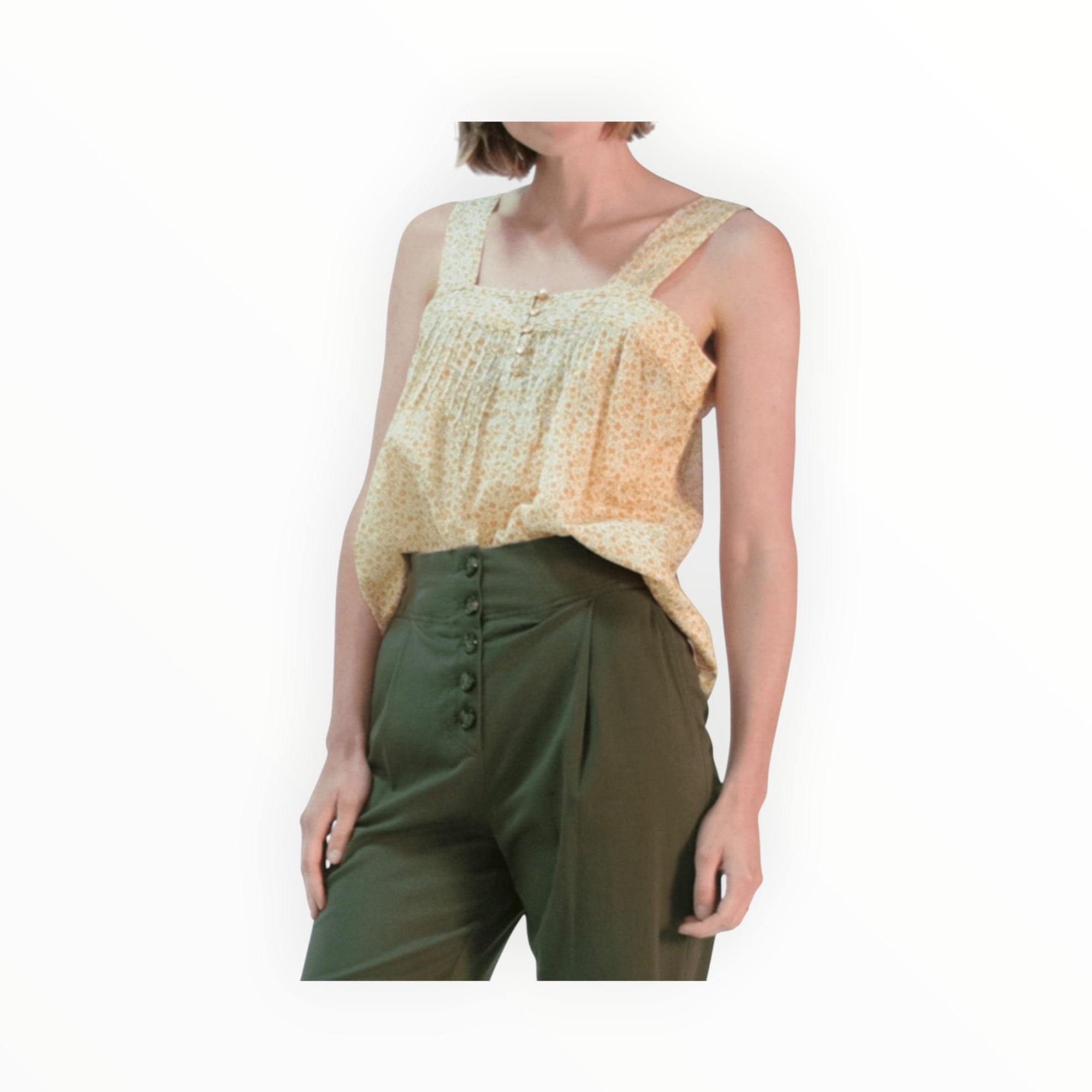 Margaret O'Leary Pin Tuck Cami - Chamomile Floral