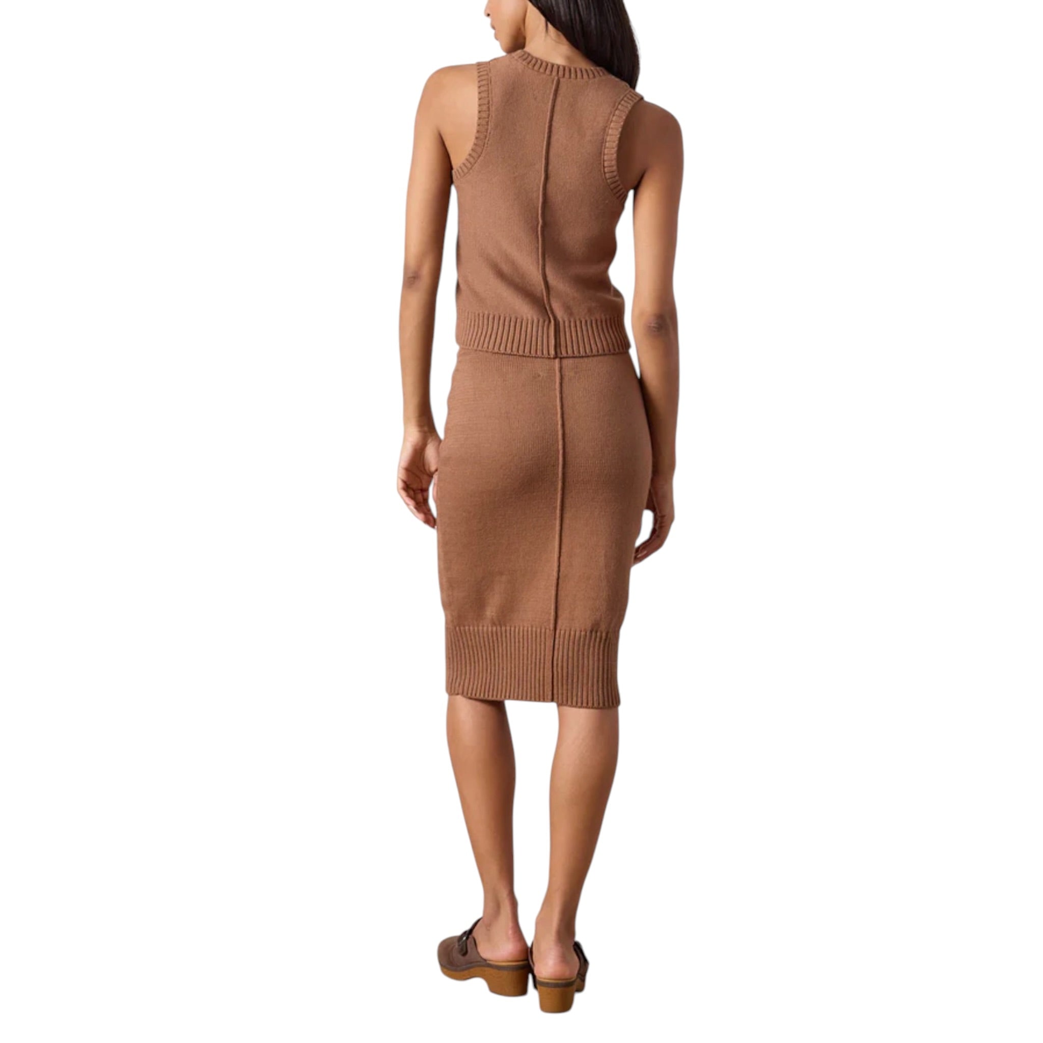 NSF Valeria Cotton Sweater Tank - Brown