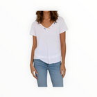 CHRLDR Embroidered Ava V-Neck Tee - White