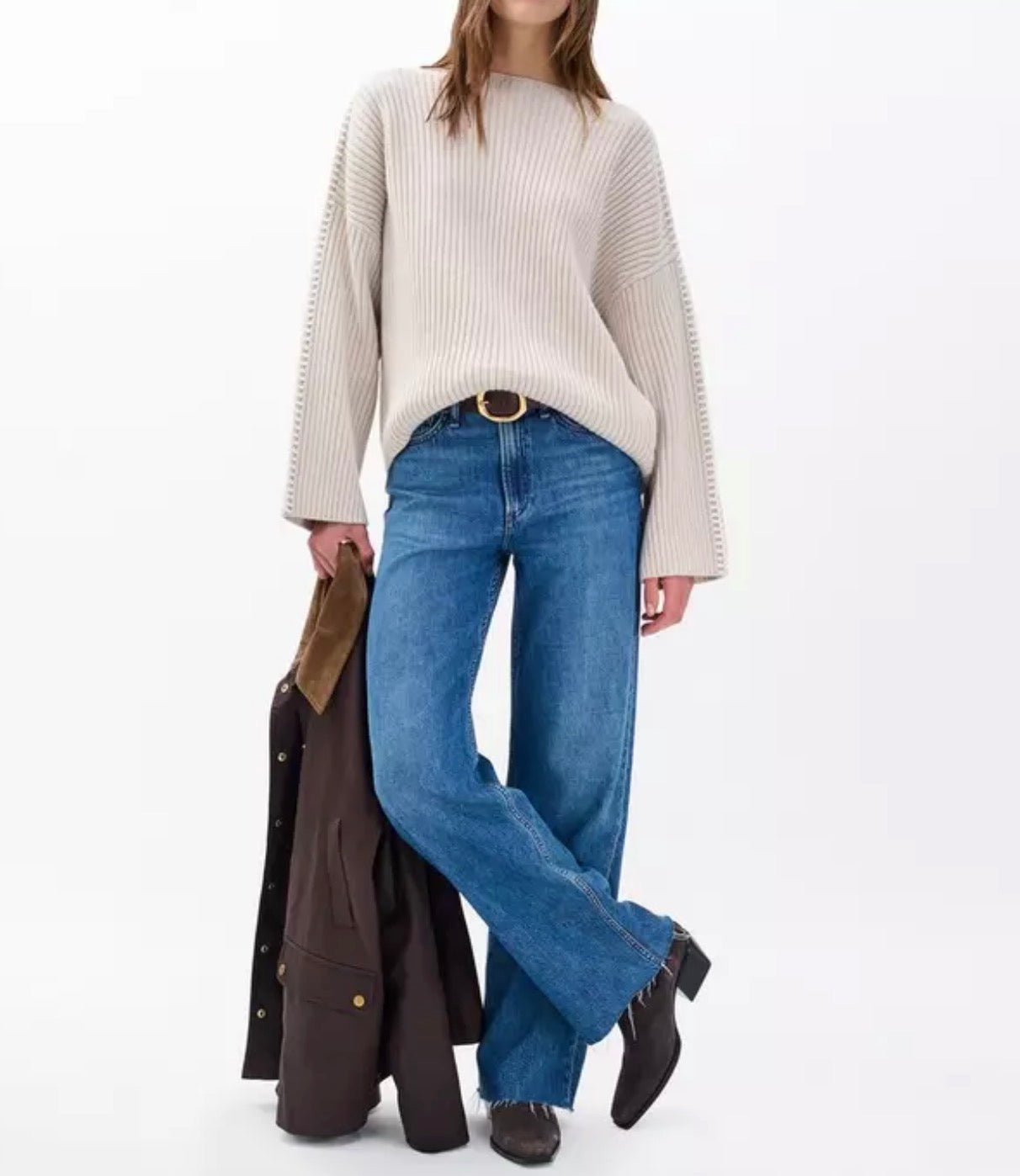 rag & bone Ingrid Boatneck Sweater - Light Oat