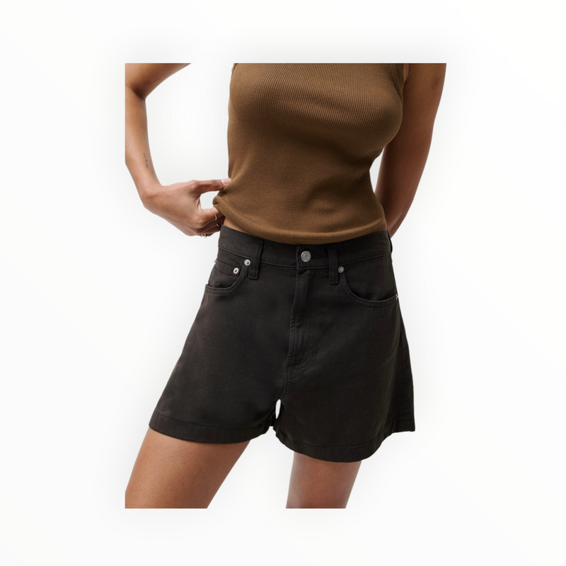 Pistola Kimora High Rise Linen Short - Bristol Black