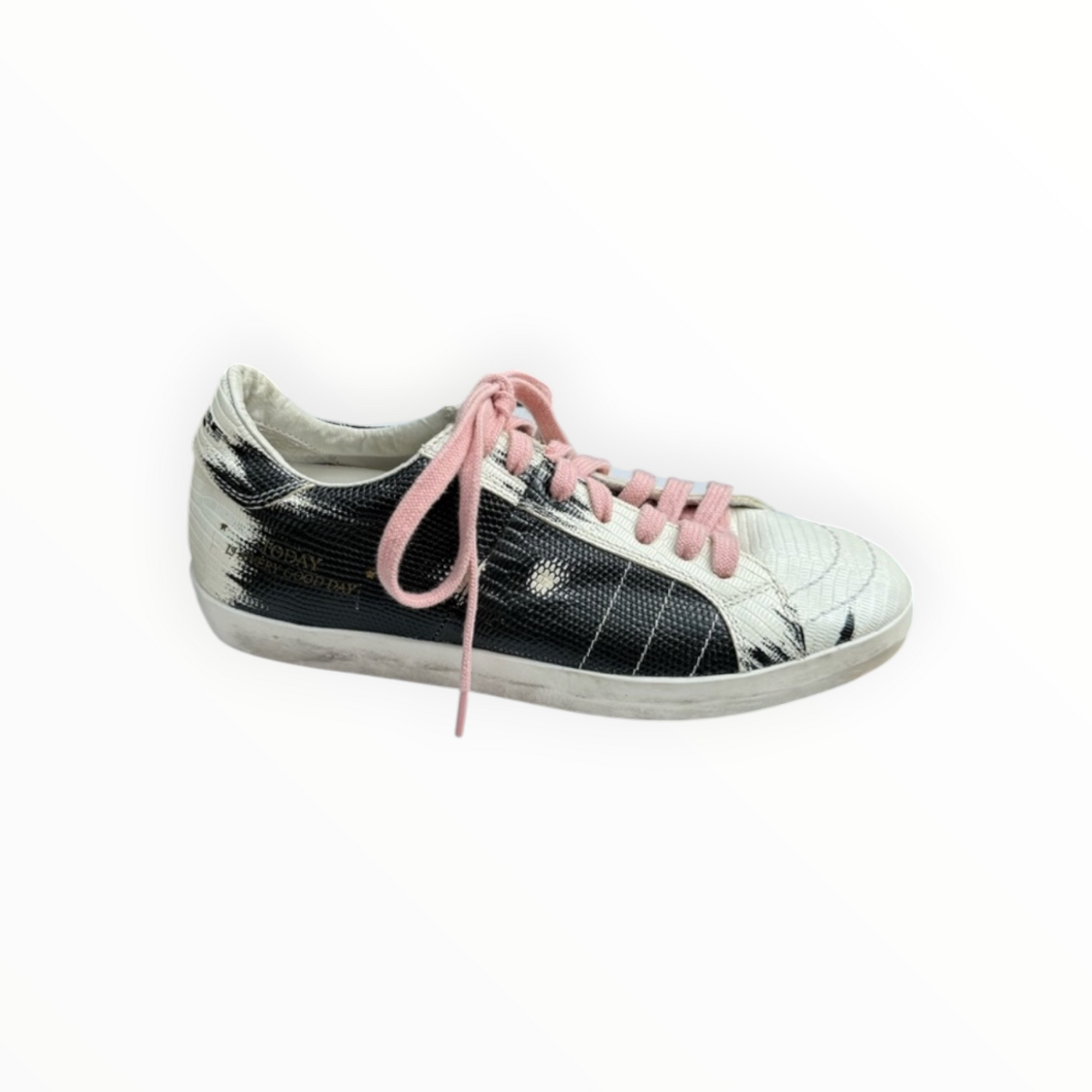 Primabase Painted Sneaker W/Pink Laces - White