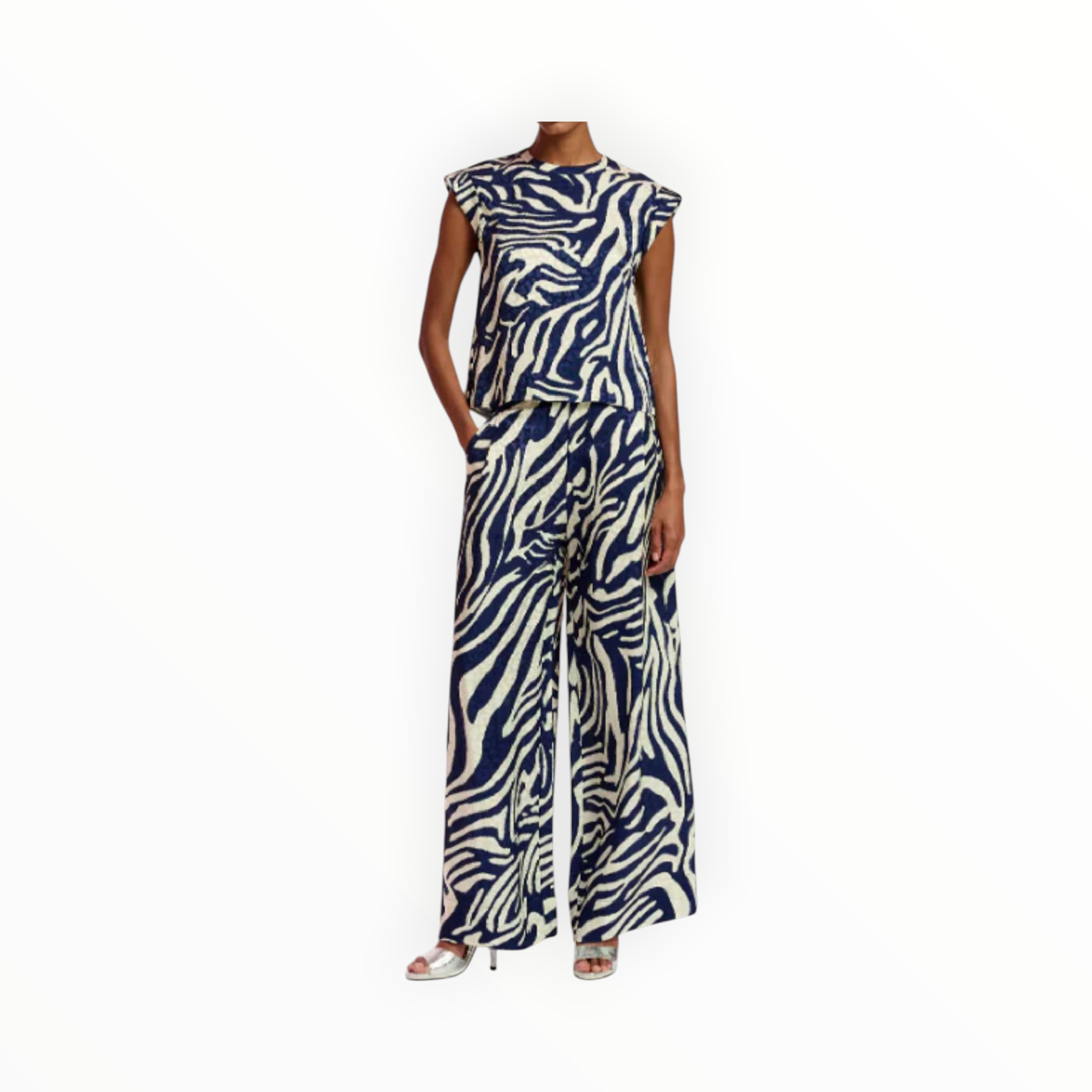 Essentiel Antwerp Fibonacci Wide Leg Trousers - Navy
