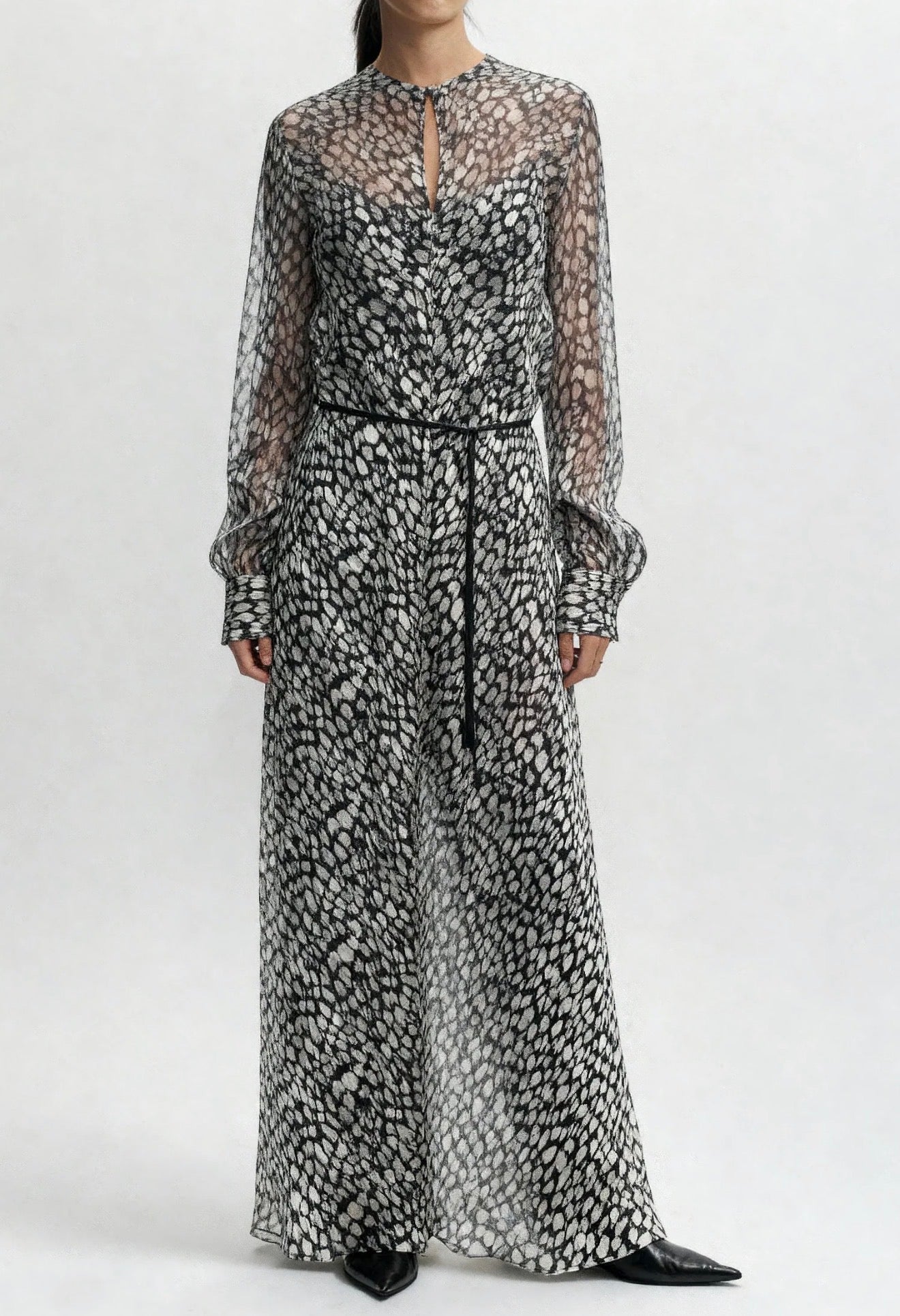 saint art Stefan Long Sleeve Dress - Black/White