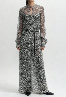 saint art Stefan Long Sleeve Dress - Black/White