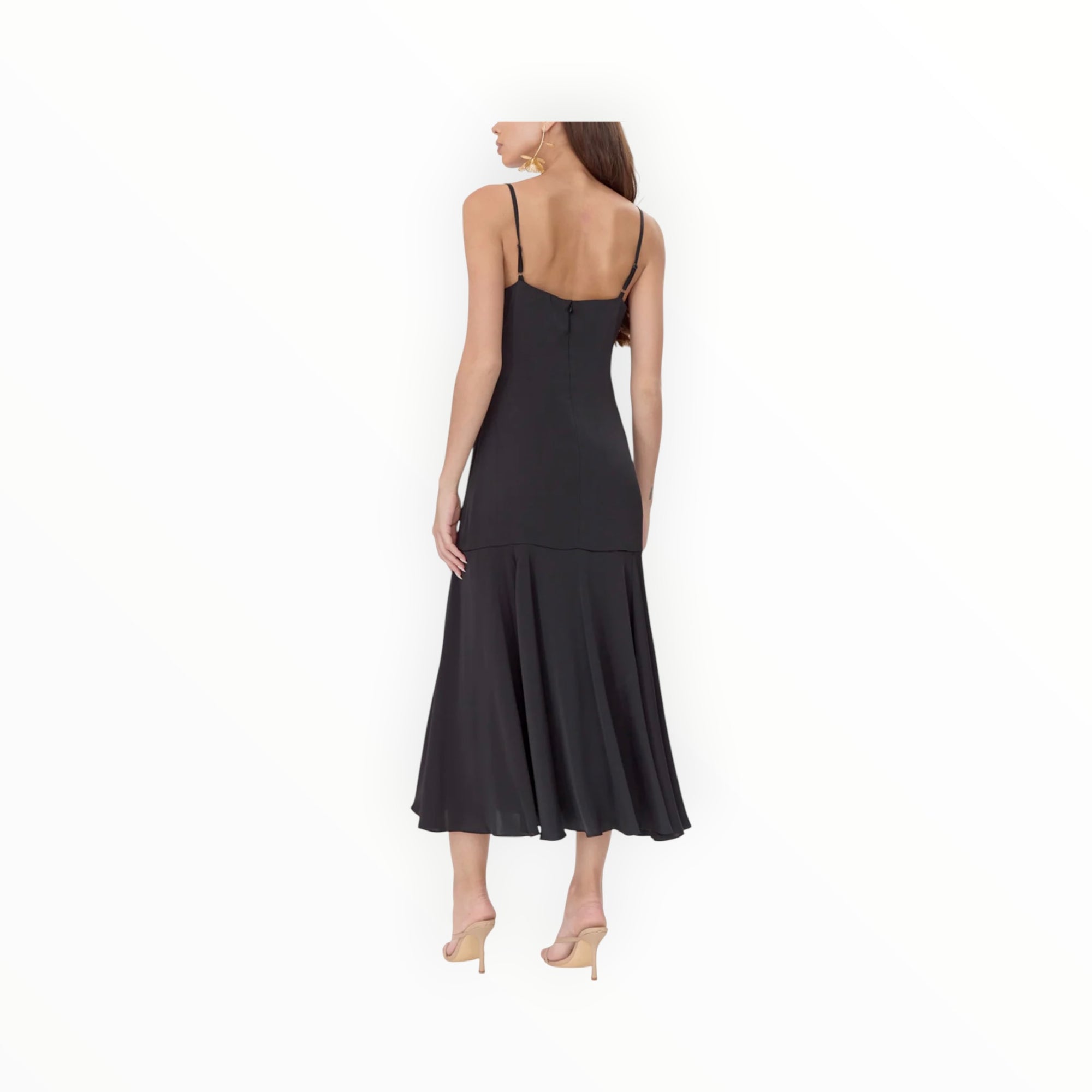 Adelyn Rae Rhegan V-Neck Slip Dress With Flared Hem - Black