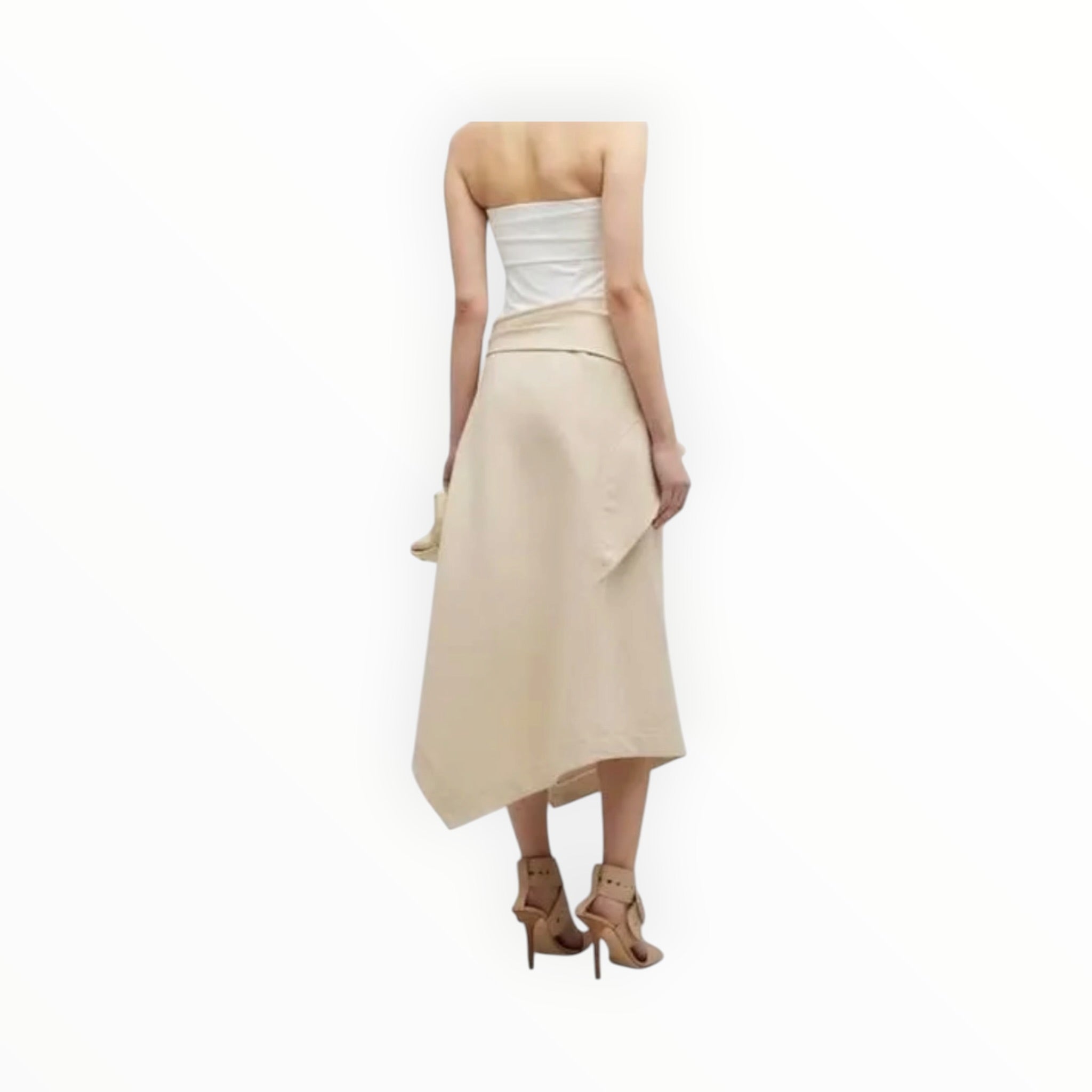 SIMKHAI Jones Menswear Remixed Draped Corset Dress - Vanilla