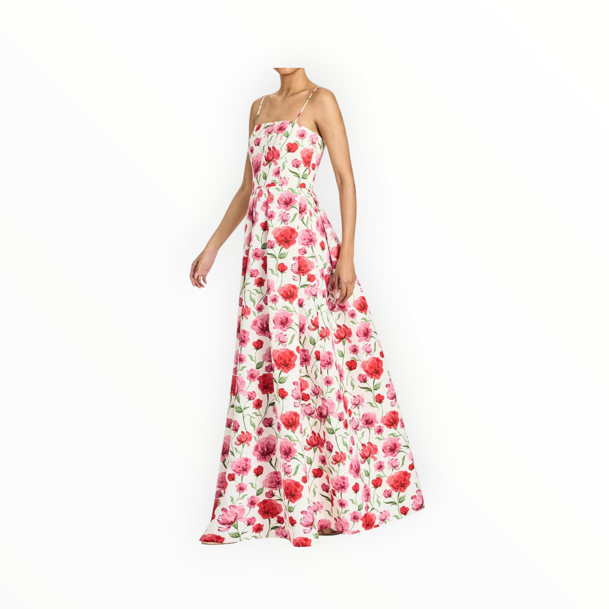 Sachin & Babi Beau Ivory Floral Waist Gown - Watercolor Poppies