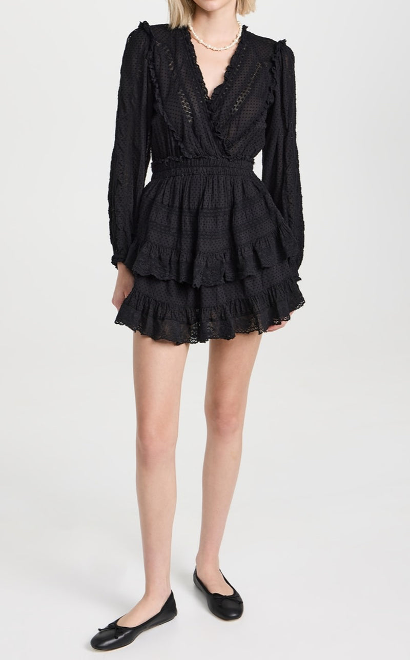 LoveShackFancy Milena Dress - Black