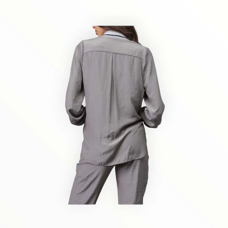 Lola & Sophie Steel Satin With Rib Trim Jacket