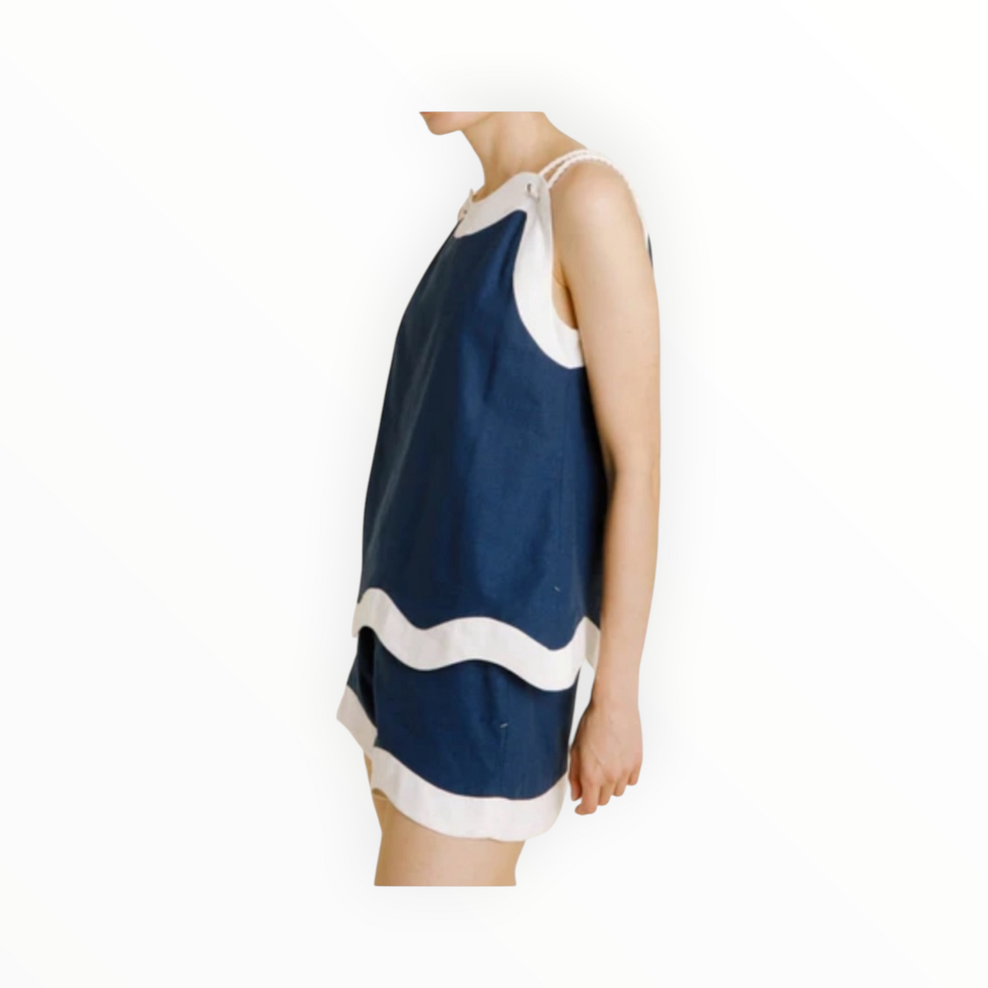 Aureum Wave Hem Top - Navy