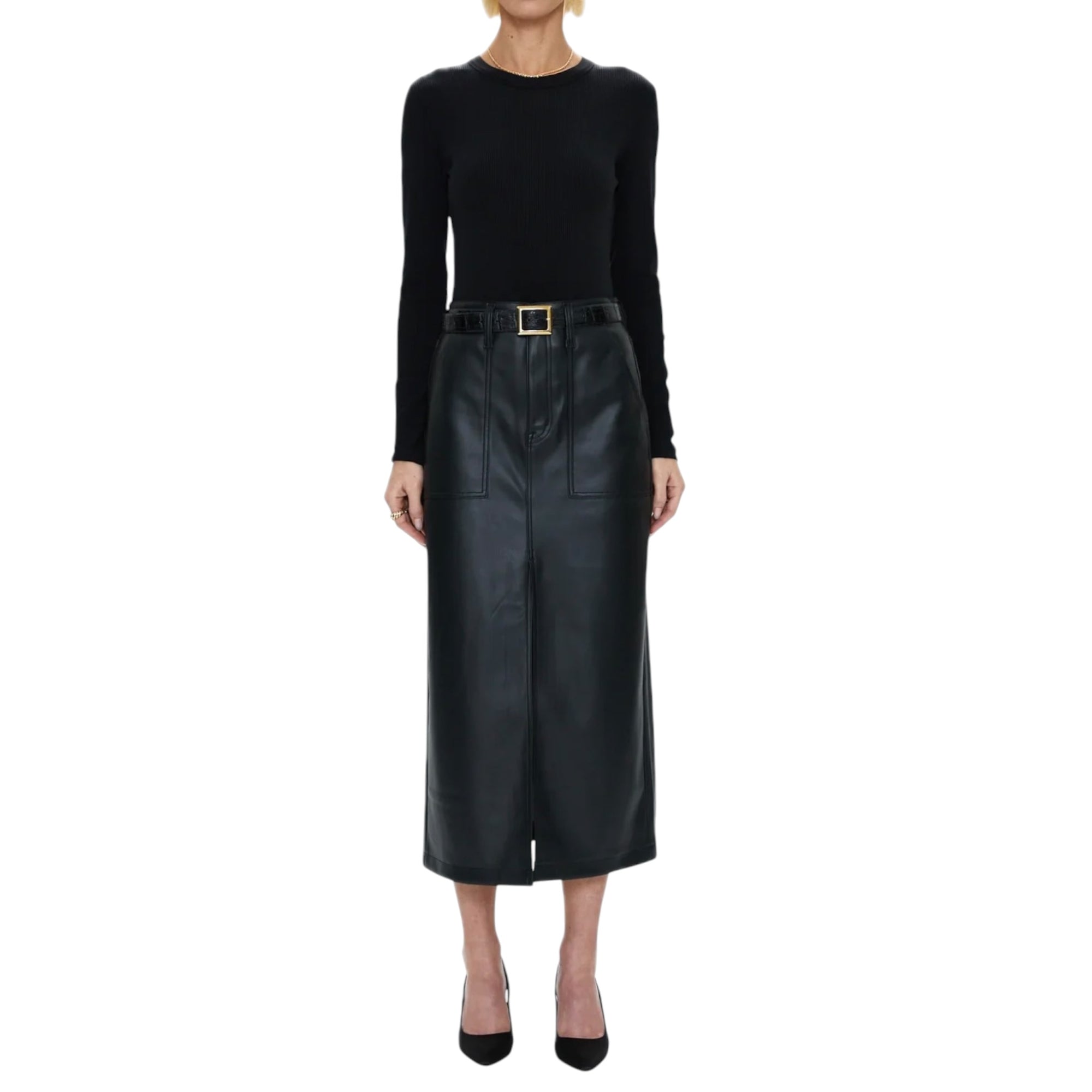 Pistola Alice Faux Leather Utility Skirt - Slate Black