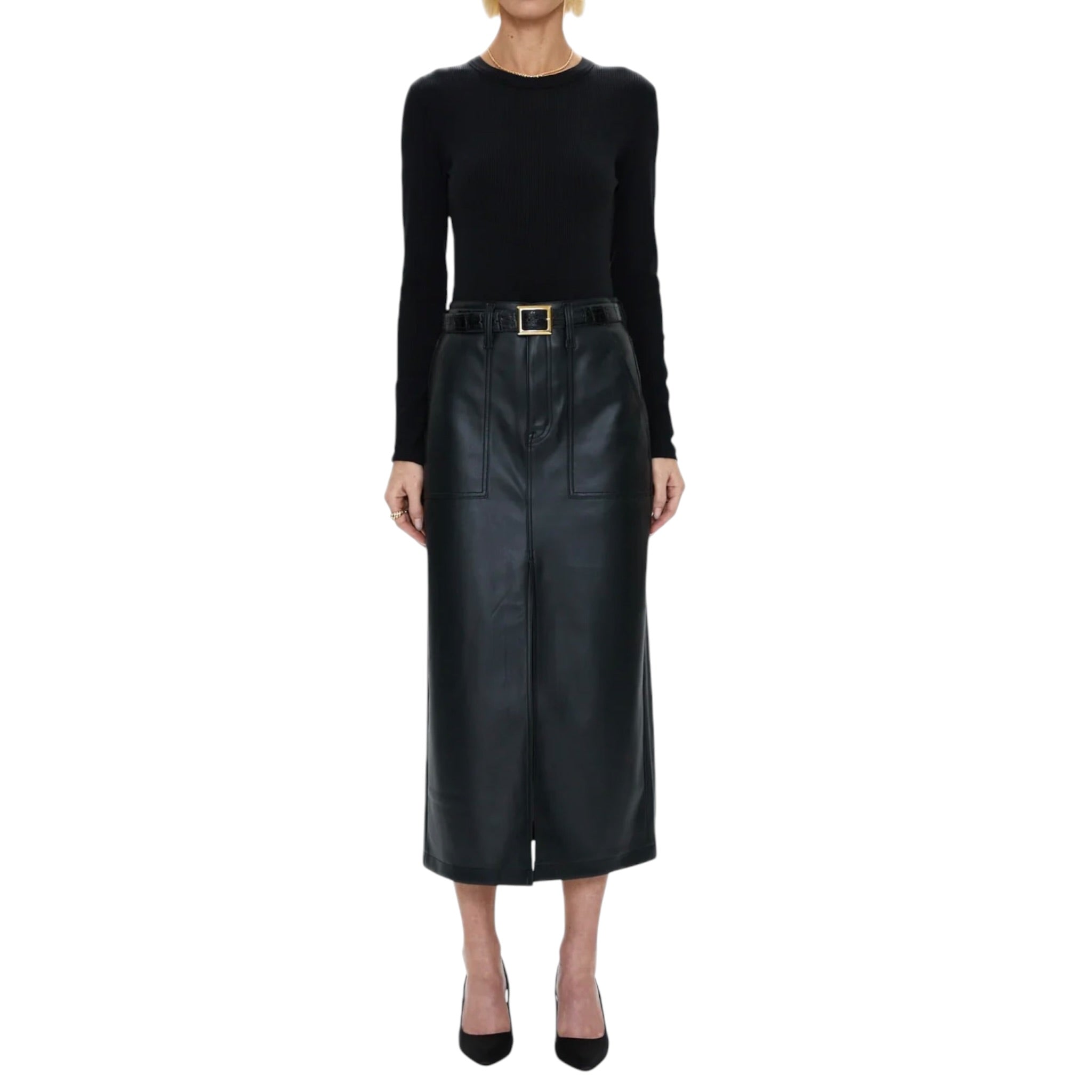 Pistola Alice Faux Leather Utility Skirt - Slate Black