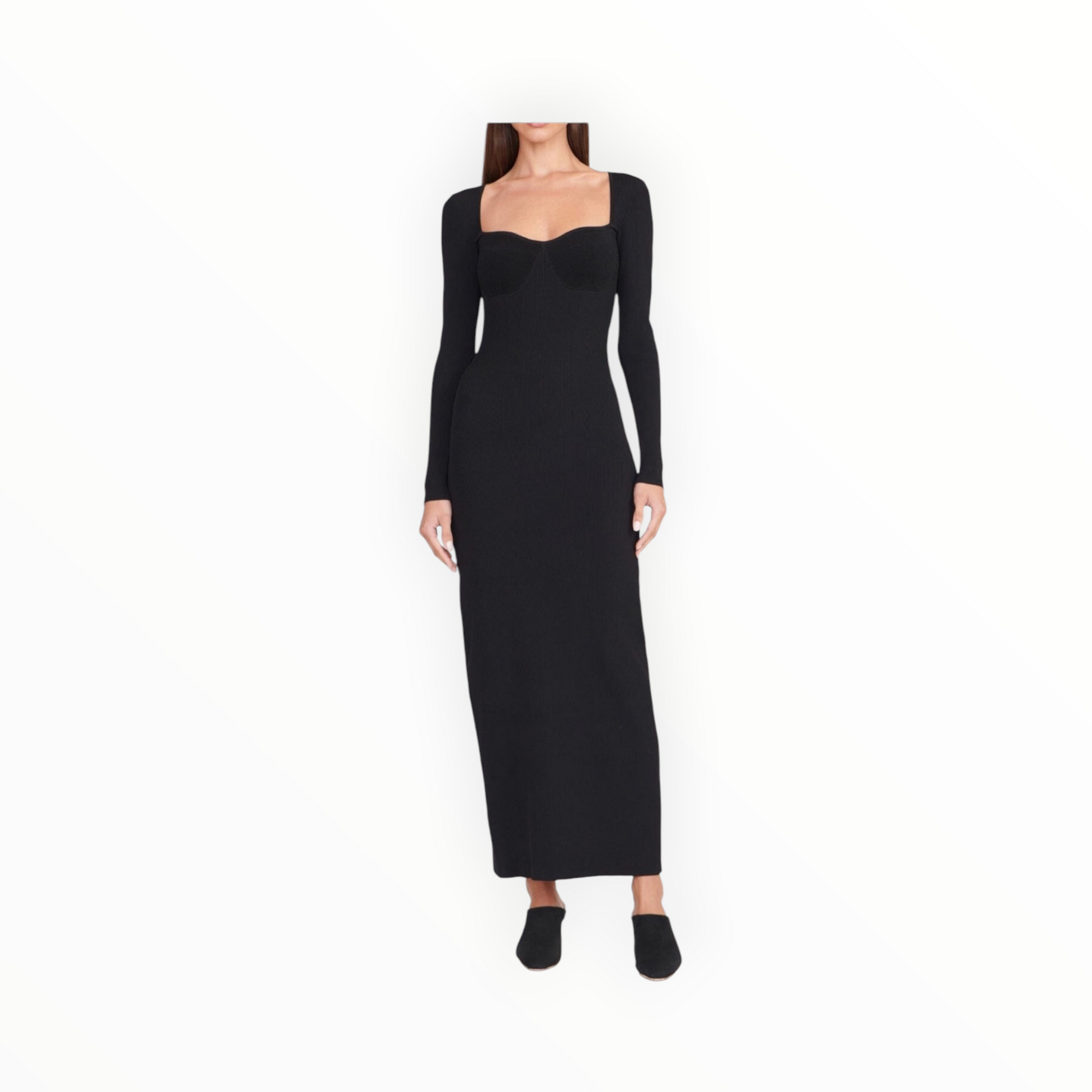 STAUD Silhouette Long-Sleeve Maxi Dress - Black