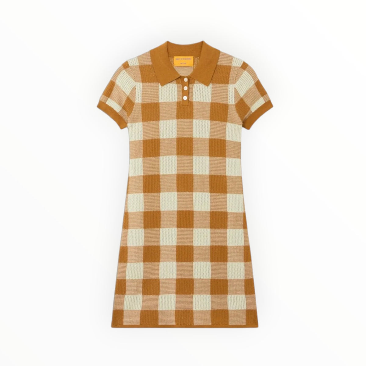 Guest In Residence Gingham Polo Dress - Suede/Limewash