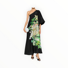 Psophía Print Silk One Shoulder Dress - Black