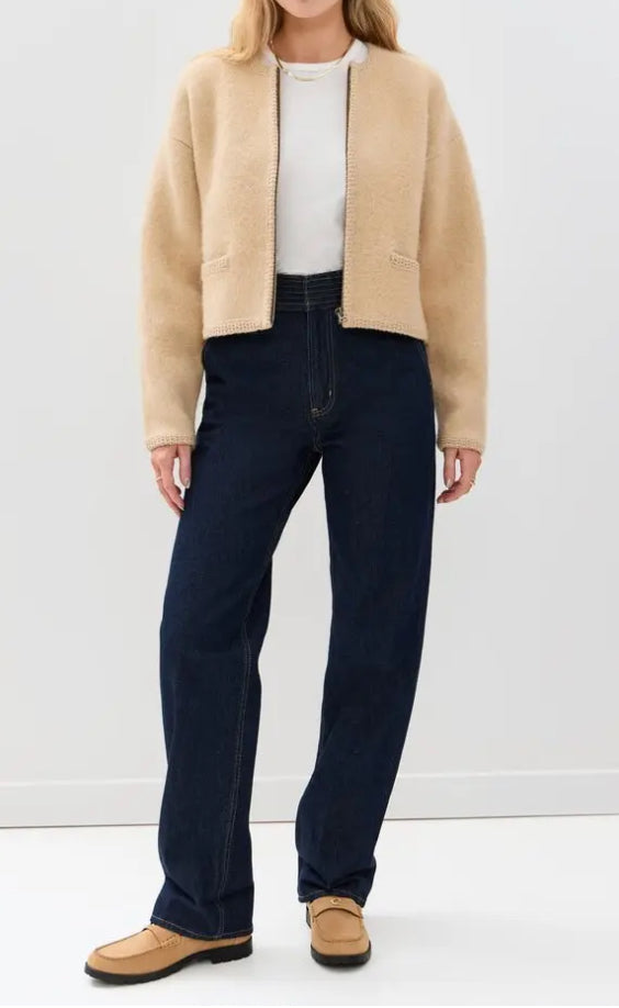 Frame Lofty Crochet Cardigan - Wheat